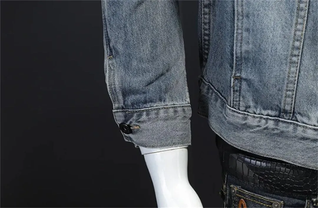 Men's Handsome Trend Business Casual Denim Jacket Polyester Puffer Jacket