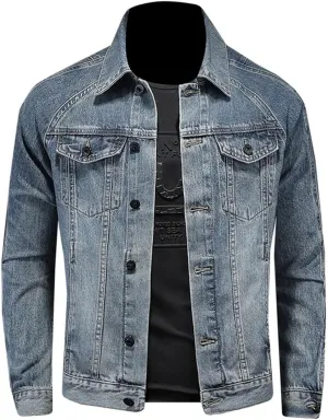 Men's Handsome Trend Business Casual Denim Jacket Polyester Puffer Jacket