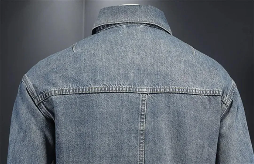 Men's Handsome Trend Business Casual Denim Jacket Polyester Puffer Jacket