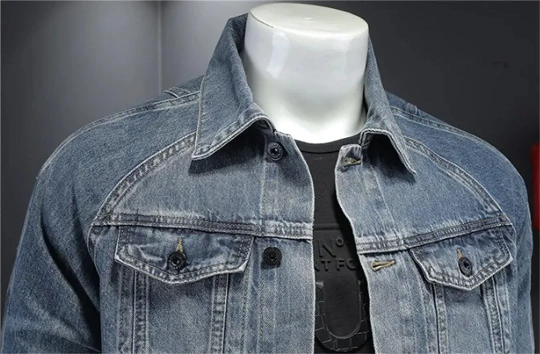 Men's Handsome Trend Business Casual Denim Jacket Polyester Puffer Jacket