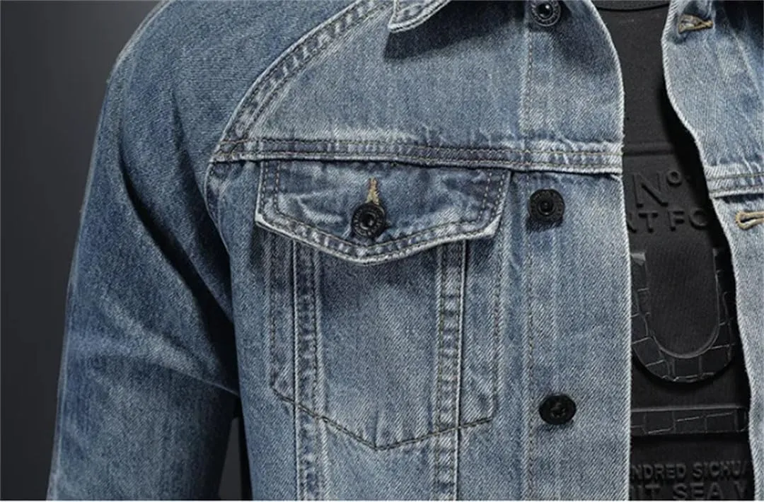 Men's Handsome Trend Business Casual Denim Jacket Polyester Puffer Jacket