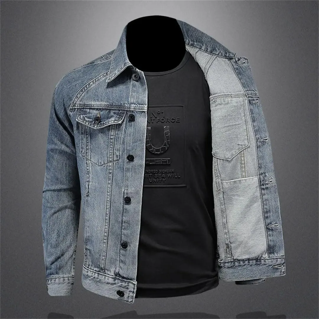 Men's Handsome Trend Business Casual Denim Jacket Polyester Puffer Jacket
