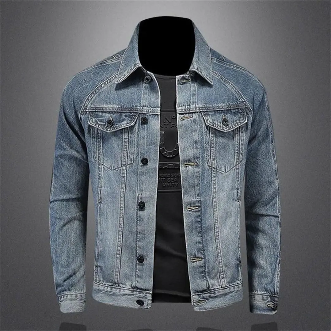 Men's Handsome Trend Business Casual Denim Jacket Polyester Puffer Jacket