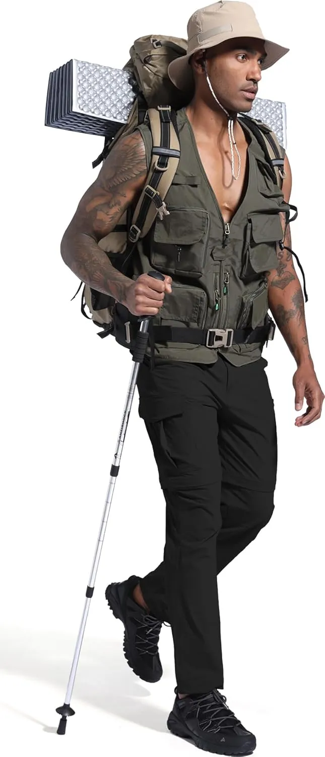 Mens Hiking Convertible Pants Zip Off Quick Dry Lightweight Fishing Safari Travel Camping Outdoor Cargo Pants
