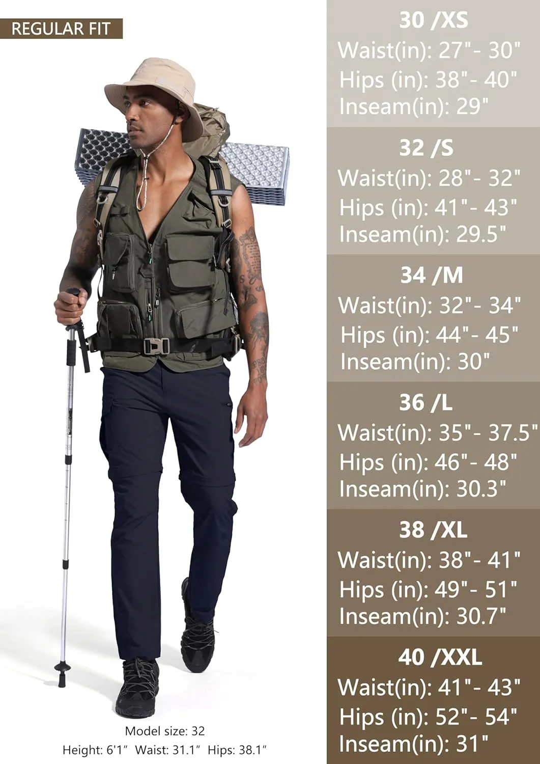 Mens Hiking Convertible Pants Zip Off Quick Dry Lightweight Fishing Safari Travel Camping Outdoor Cargo Pants