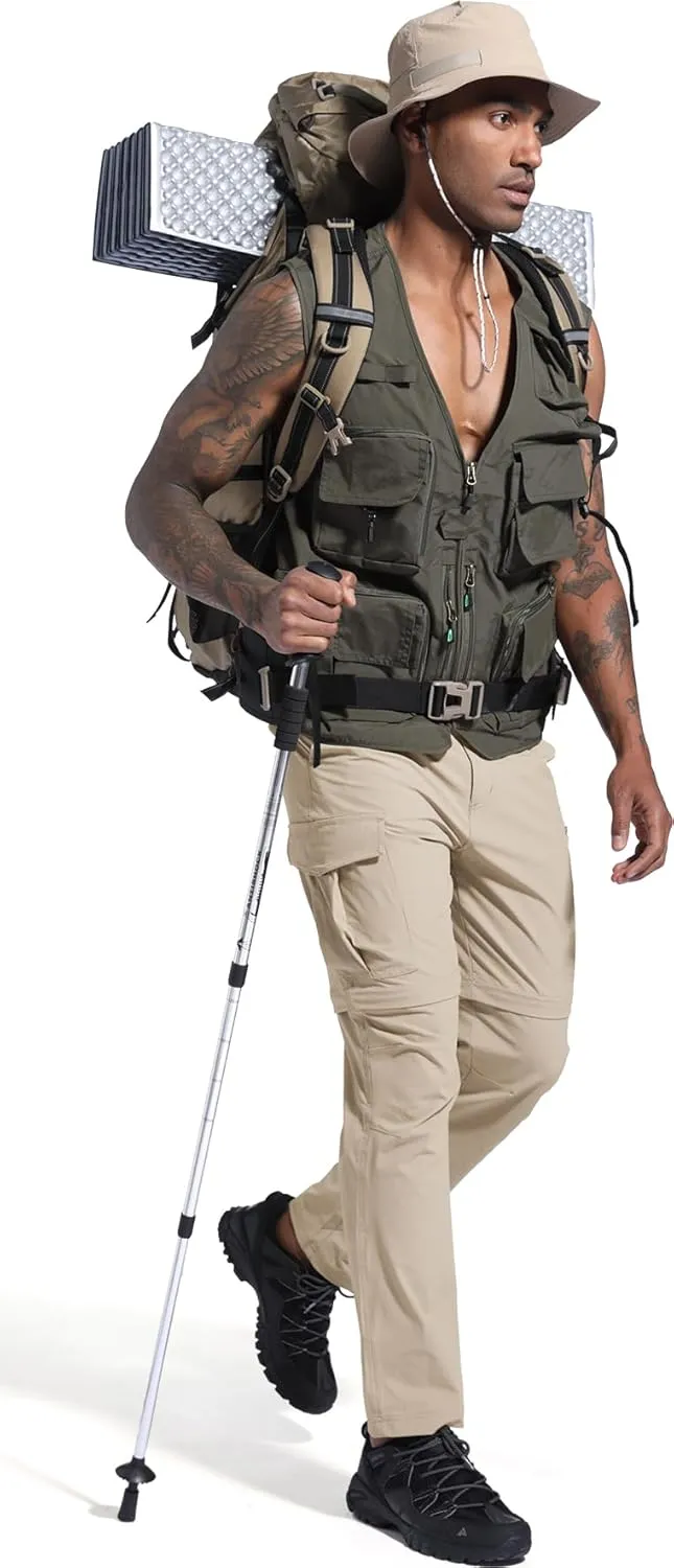 Mens Hiking Convertible Pants Zip Off Quick Dry Lightweight Fishing Safari Travel Camping Outdoor Cargo Pants