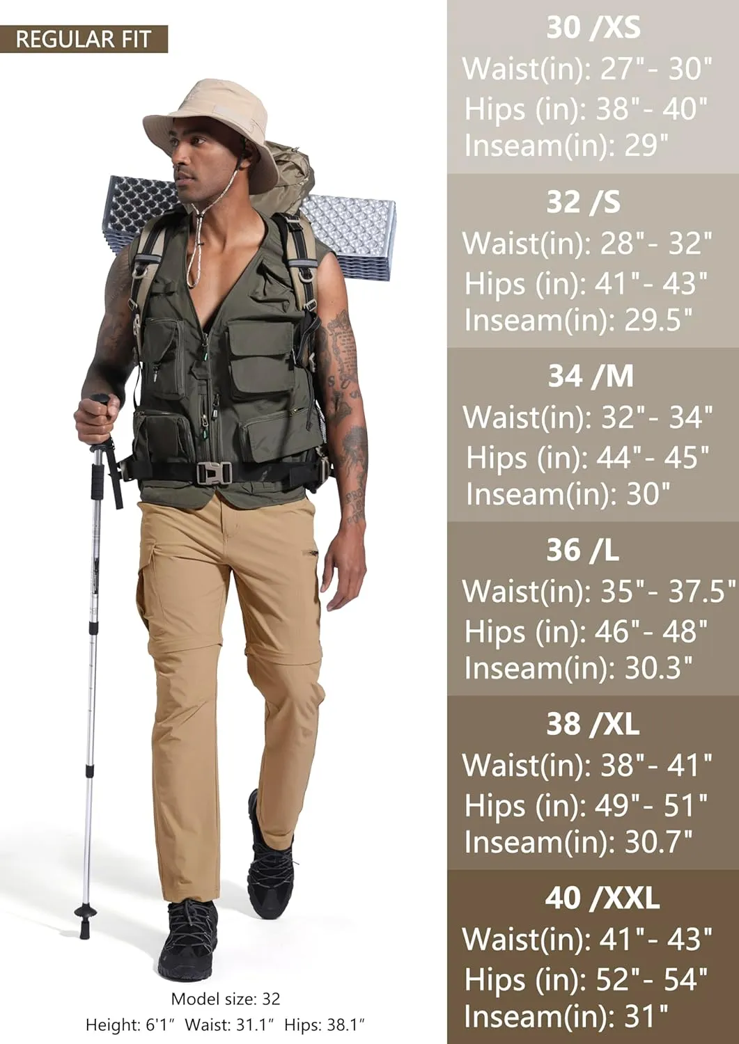 Mens Hiking Convertible Pants Zip Off Quick Dry Lightweight Fishing Safari Travel Camping Outdoor Cargo Pants