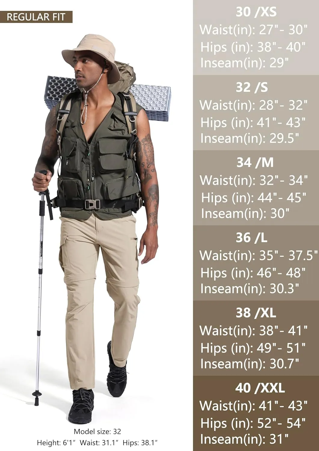 Mens Hiking Convertible Pants Zip Off Quick Dry Lightweight Fishing Safari Travel Camping Outdoor Cargo Pants