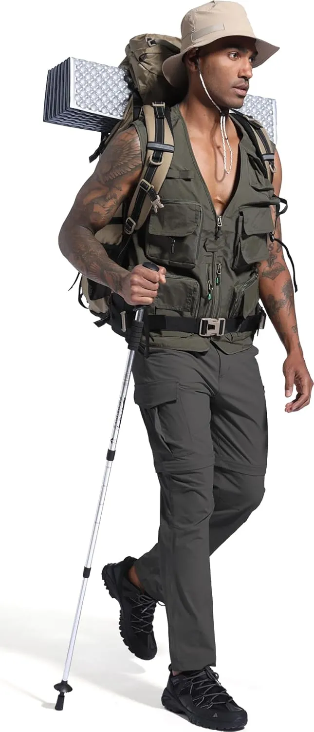 Mens Hiking Convertible Pants Zip Off Quick Dry Lightweight Fishing Safari Travel Camping Outdoor Cargo Pants