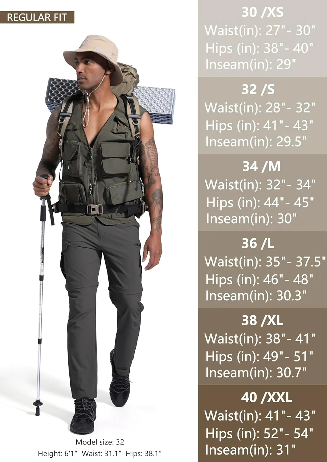 Mens Hiking Convertible Pants Zip Off Quick Dry Lightweight Fishing Safari Travel Camping Outdoor Cargo Pants