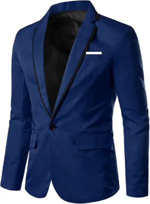 Men's Jacket Slim Fit Casual Daily Business Blazer One Button Notched Lapel Turn-Down Collar Suit Jacket Blazers