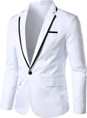 Men's Jacket Slim Fit Casual Daily Business Blazer One Button Notched Lapel Turn-Down Collar Suit Jacket Blazers