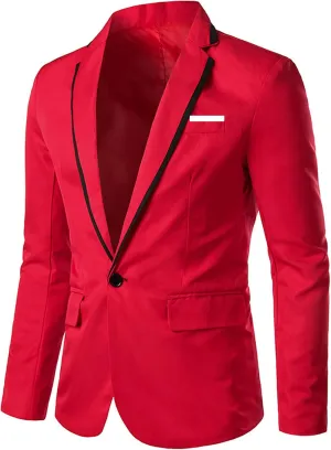 Men's Jacket Slim Fit Casual Daily Business Blazer One Button Notched Lapel Turn-Down Collar Suit Jacket Blazers