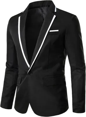Men's Jacket Slim Fit Casual Daily Business Blazer One Button Notched Lapel Turn-Down Collar Suit Jacket Blazers