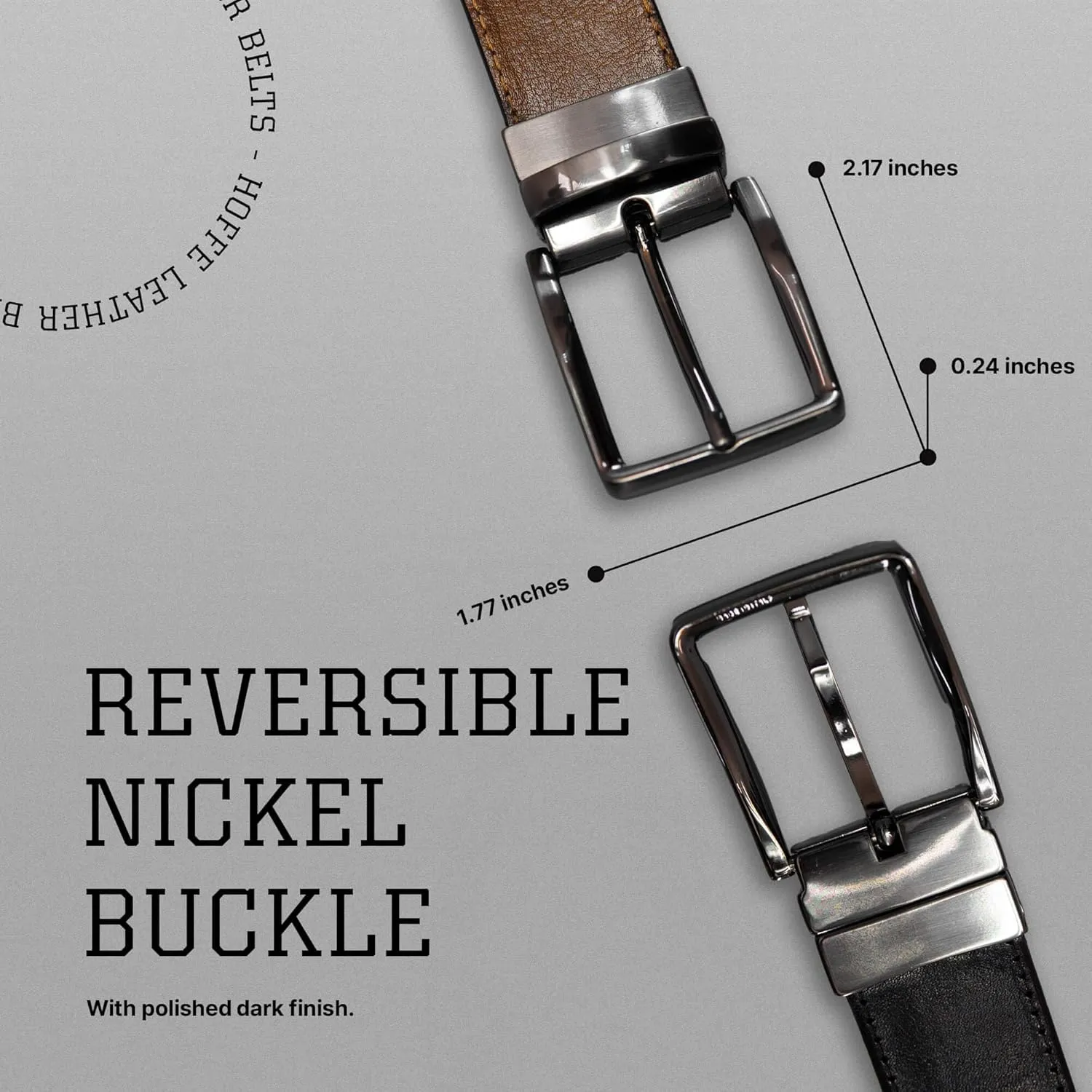 Men's Leather Belt - Handmade Belts for Men with Buckle, Full Grain Leather Belts, Casual & Dress & Reversible