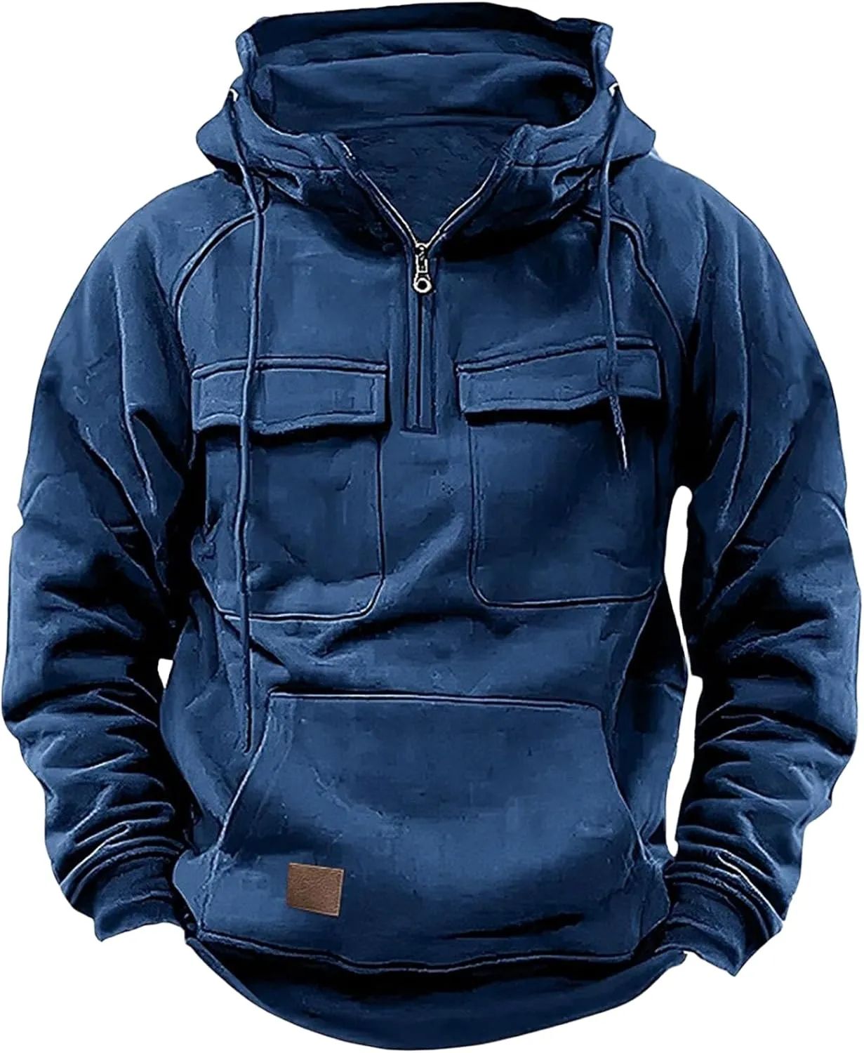 Mens Long Sleeve Hoodie Zip Pullover Tactical Jacket Sweatshirt Hooded Solid Color Outerwear for Outdoor Adventures