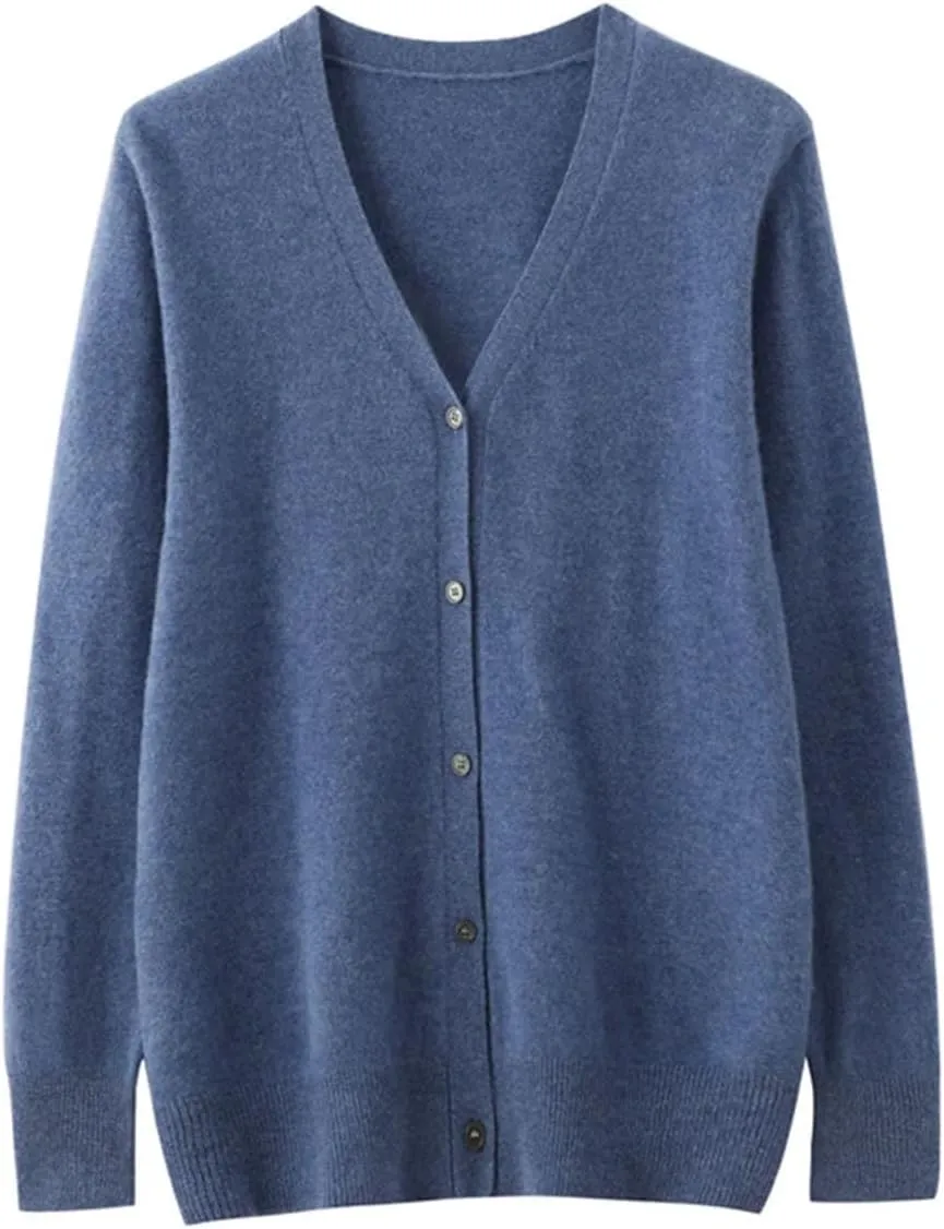 Men's Merino Cashmere Sweater Cardigan Casual V-Neck Button-Down Long Sleeve Knit Warm Versatile Sports Jacket Top