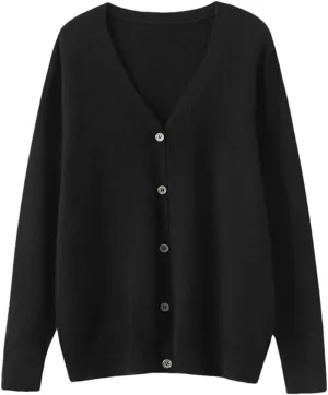 Men's Merino Cashmere Sweater Cardigan Casual V-Neck Button-Down Long Sleeve Knit Warm Versatile Sports Jacket Top