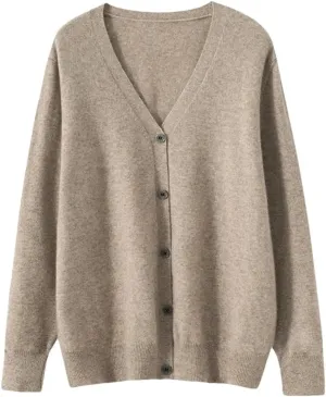 Men's Merino Cashmere Sweater Cardigan Casual V-Neck Button-Down Long Sleeve Knit Warm Versatile Sports Jacket Top