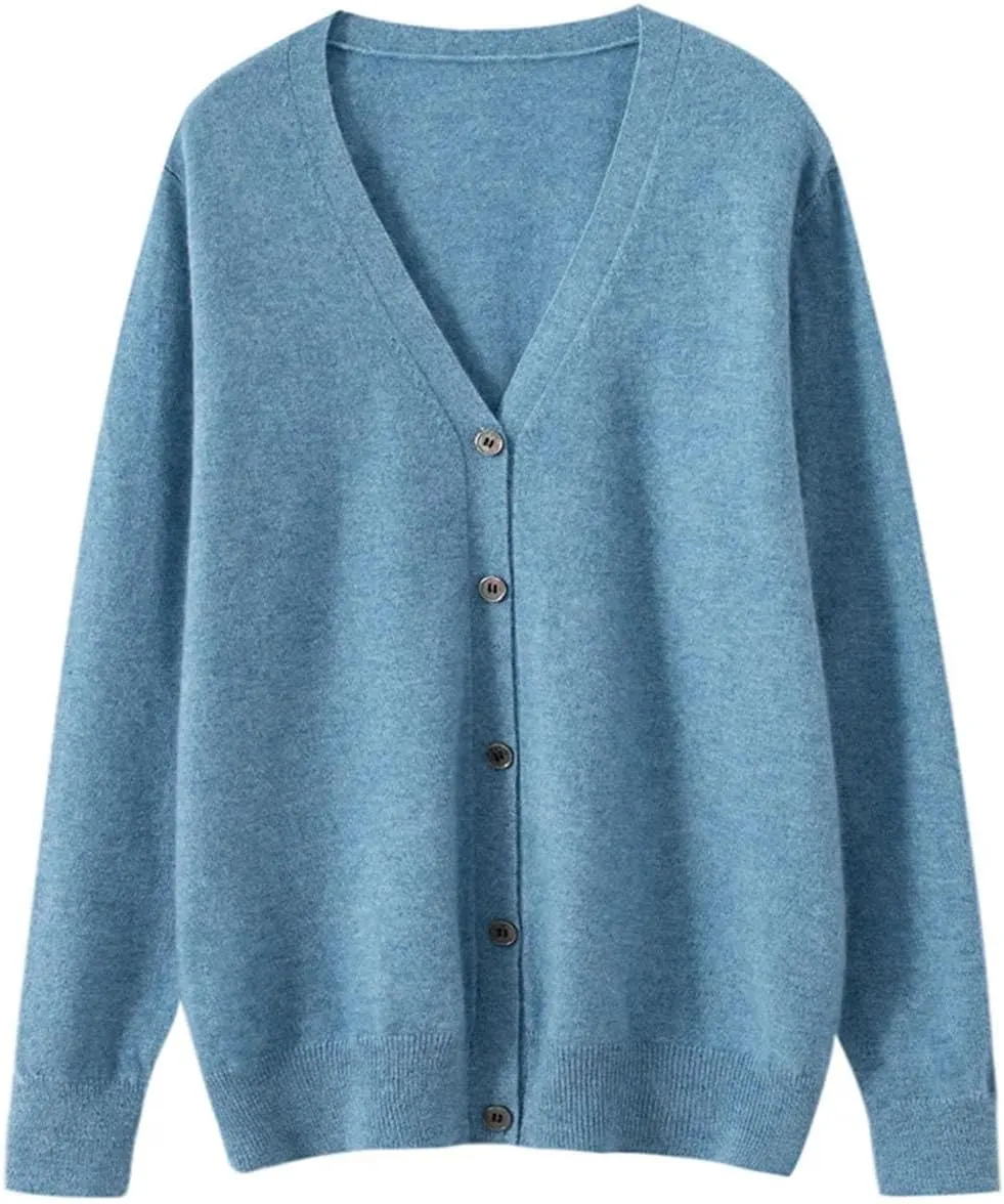 Men's Merino Cashmere Sweater Cardigan Casual V-Neck Button-Down Long Sleeve Knit Warm Versatile Sports Jacket Top