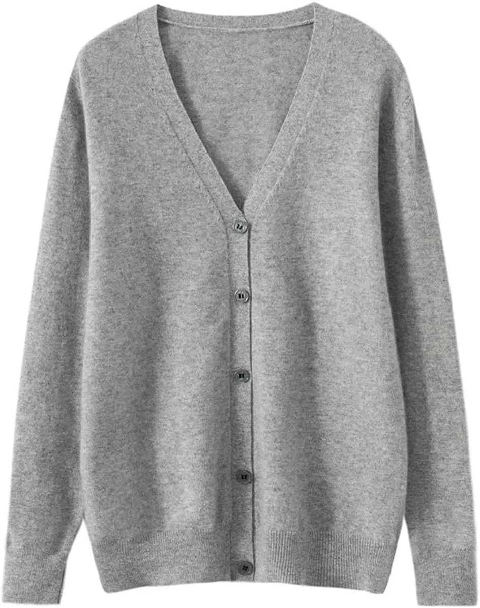 Men's Merino Cashmere Sweater Cardigan Casual V-Neck Button-Down Long Sleeve Knit Warm Versatile Sports Jacket Top