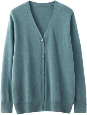Men's Merino Cashmere Sweater Cardigan Casual V-Neck Button-Down Long Sleeve Knit Warm Versatile Sports Jacket Top