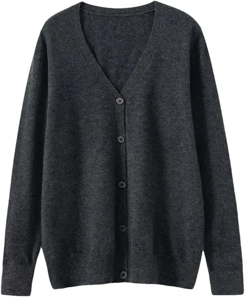 Men's Merino Cashmere Sweater Cardigan Casual V-Neck Button-Down Long Sleeve Knit Warm Versatile Sports Jacket Top