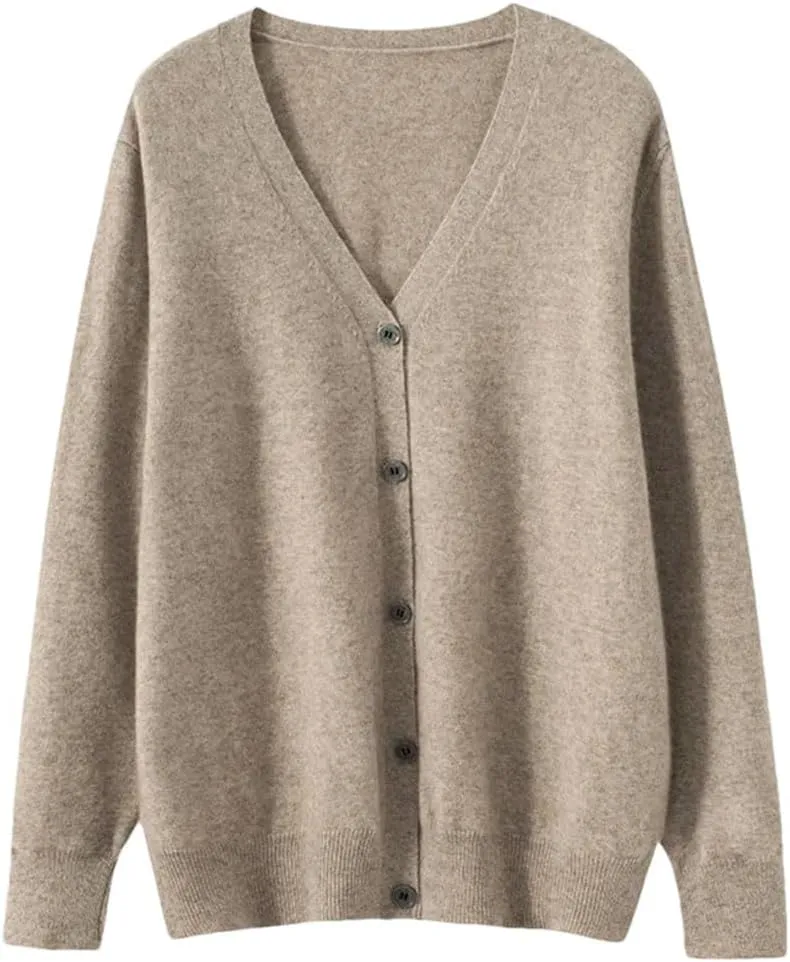 Men's Merino Cashmere Sweater Cardigan Casual V-Neck Button-Down Long Sleeve Knit Warm Versatile Sports Jacket Top