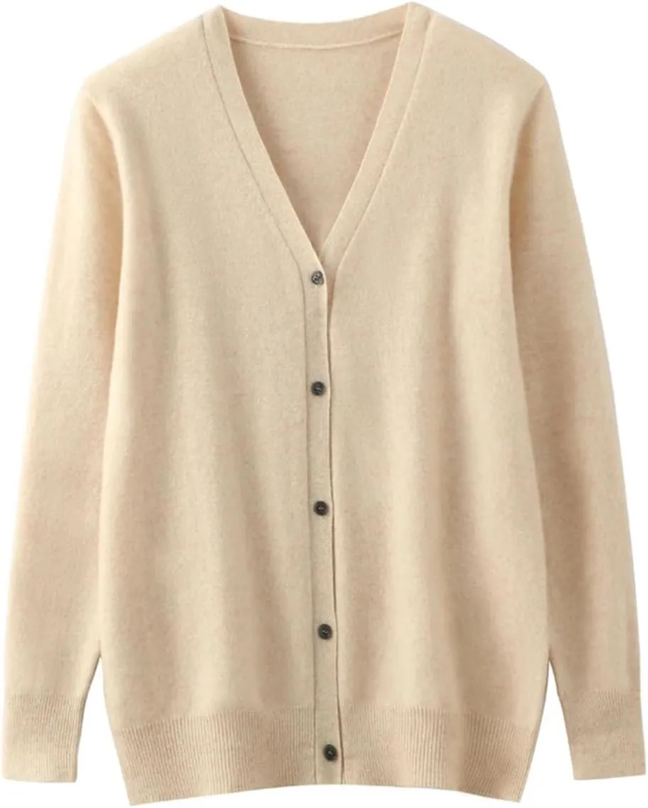 Men's Merino Cashmere Sweater Cardigan Casual V-Neck Button-Down Long Sleeve Knit Warm Versatile Sports Jacket Top