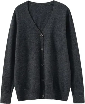 Men's Merino Cashmere Sweater Cardigan Casual V-Neck Button-Down Long Sleeve Knit Warm Versatile Sports Jacket Top