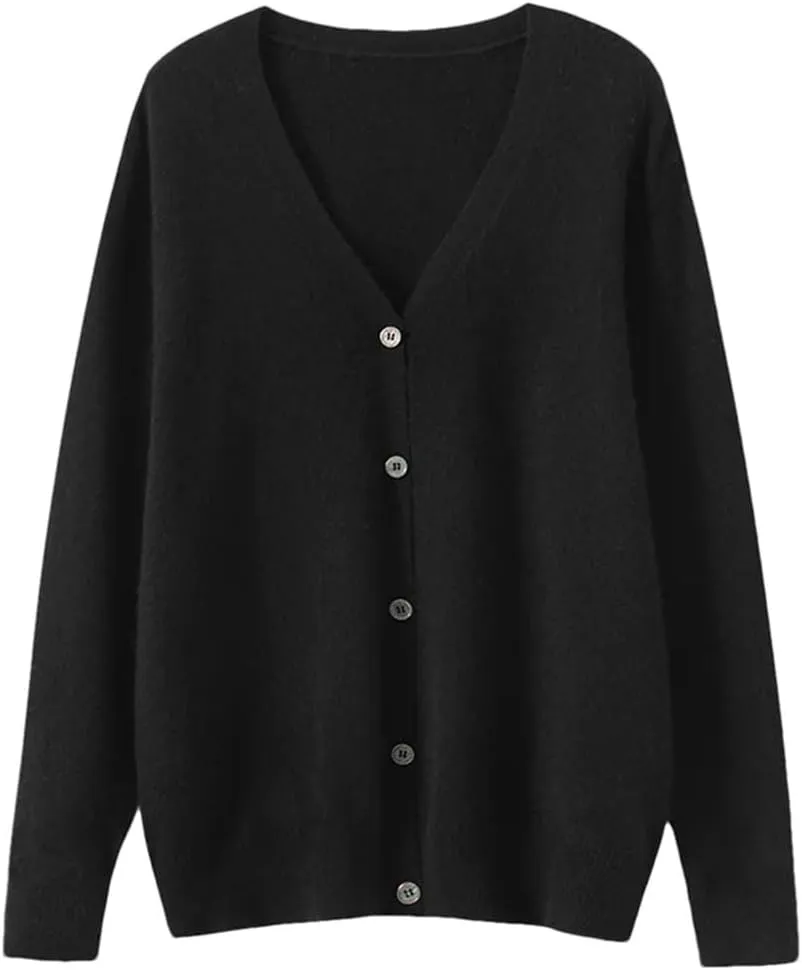 Men's Merino Cashmere Sweater Cardigan Casual V-Neck Button-Down Long Sleeve Knit Warm Versatile Sports Jacket Top