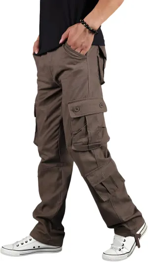 Men's Multi-Pocket Cargo Pants Outdoor Combat Tactical Trousers Casual Hiking Jogger Sweatpants