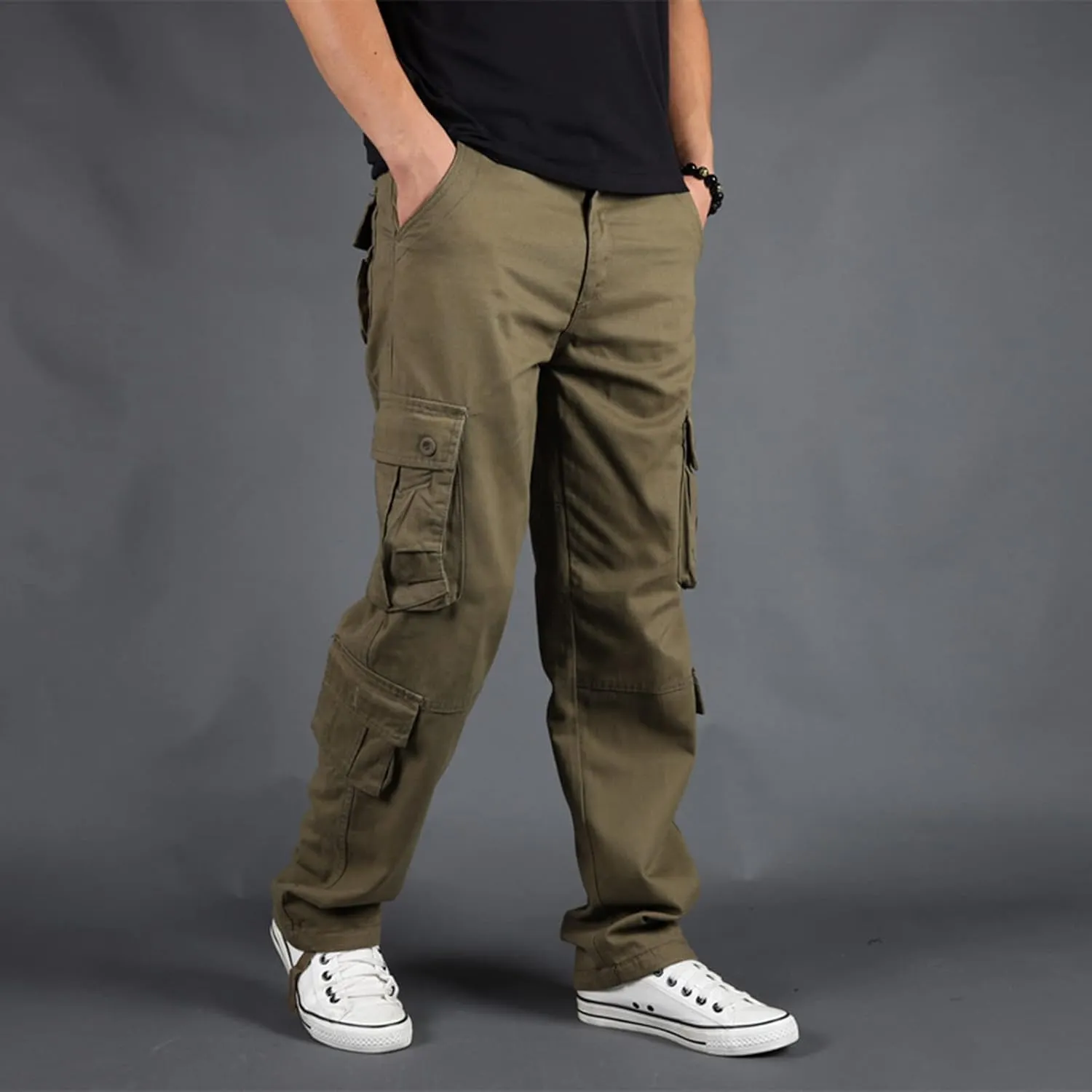 Men's Multi-Pocket Cargo Pants Outdoor Combat Tactical Trousers Casual Hiking Jogger Sweatpants