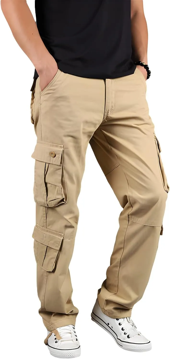 Men's Multi-Pocket Cargo Pants Outdoor Combat Tactical Trousers Casual Hiking Jogger Sweatpants