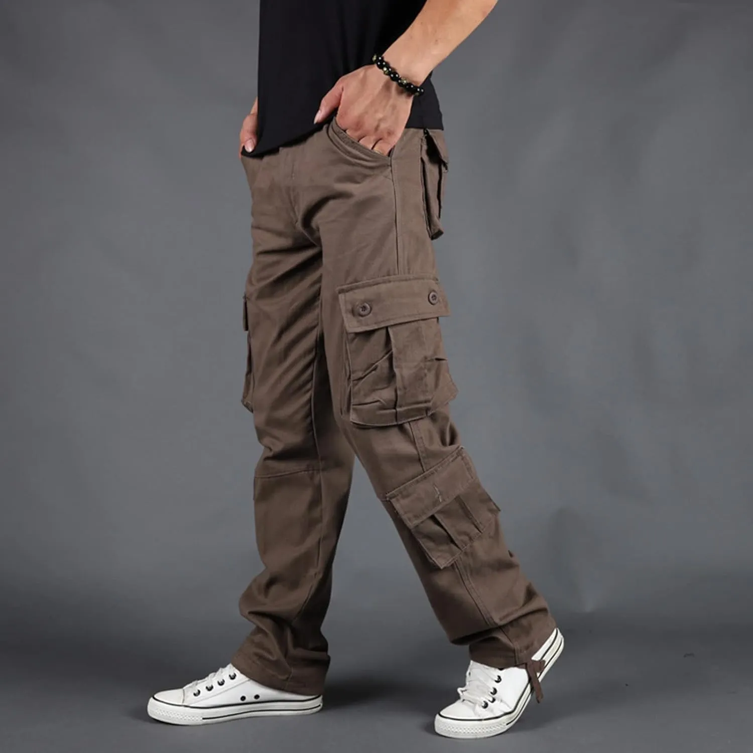 Men's Multi-Pocket Cargo Pants Outdoor Combat Tactical Trousers Casual Hiking Jogger Sweatpants