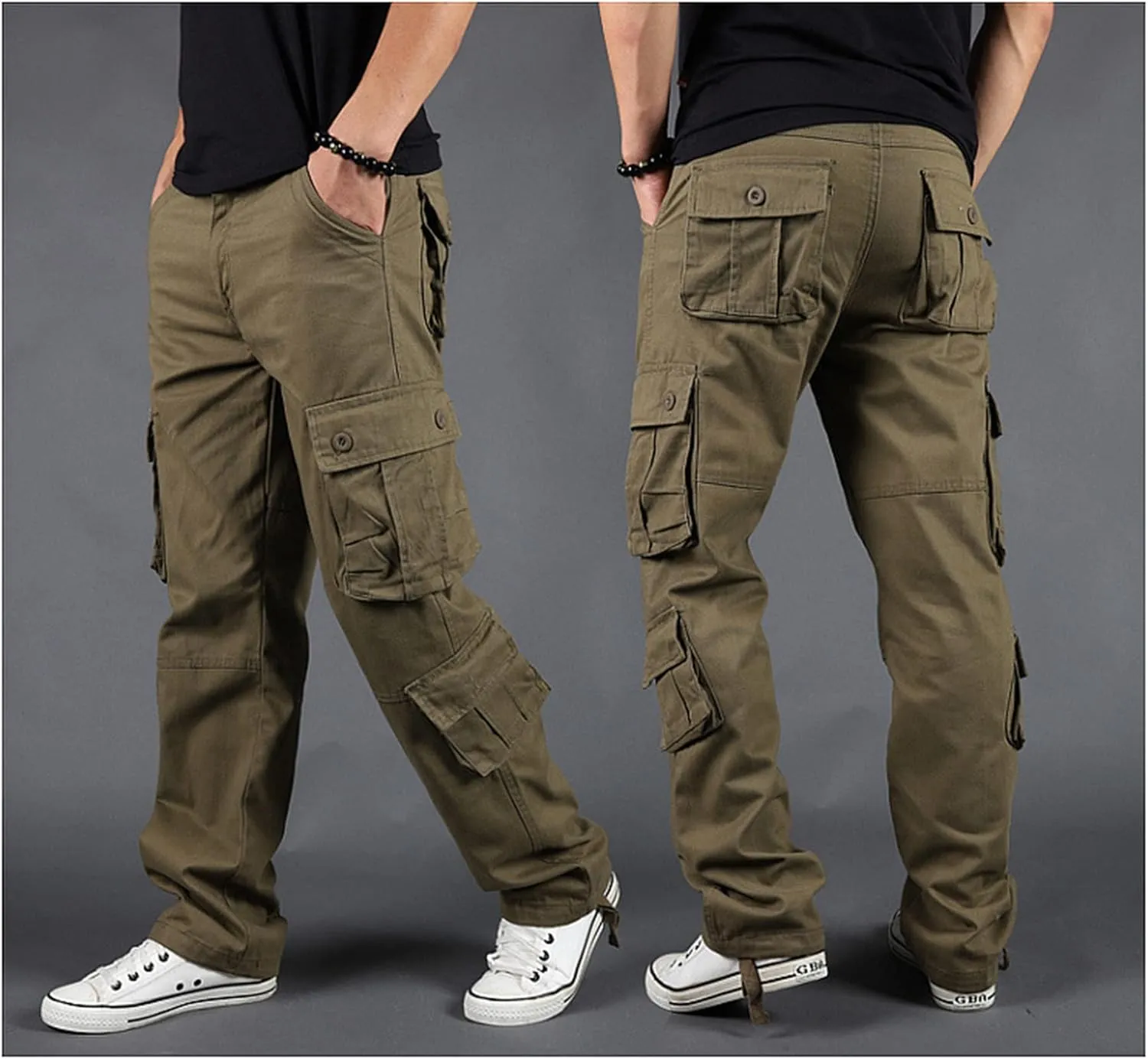 Men's Multi-Pocket Cargo Pants Outdoor Combat Tactical Trousers Casual Hiking Jogger Sweatpants