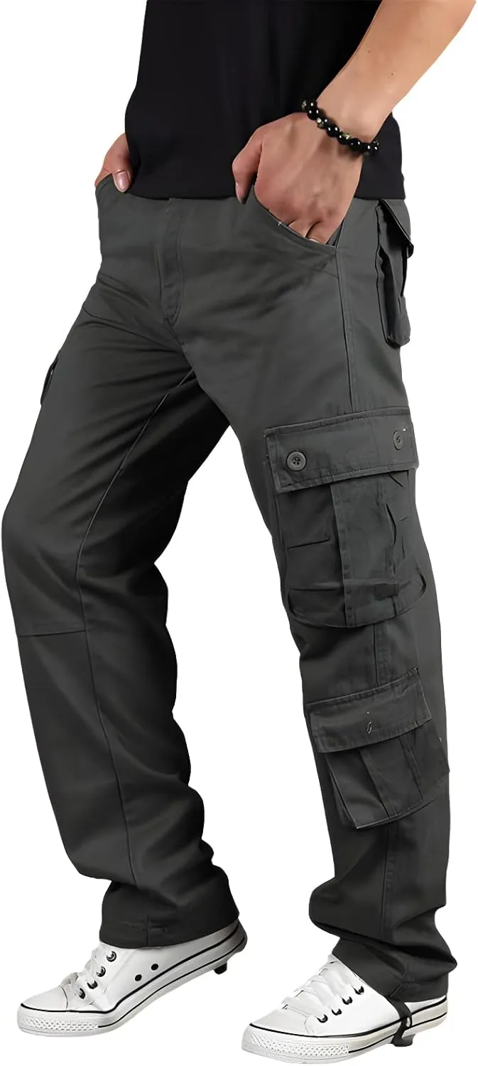 Men's Multi-Pocket Cargo Pants Outdoor Combat Tactical Trousers Casual Hiking Jogger Sweatpants