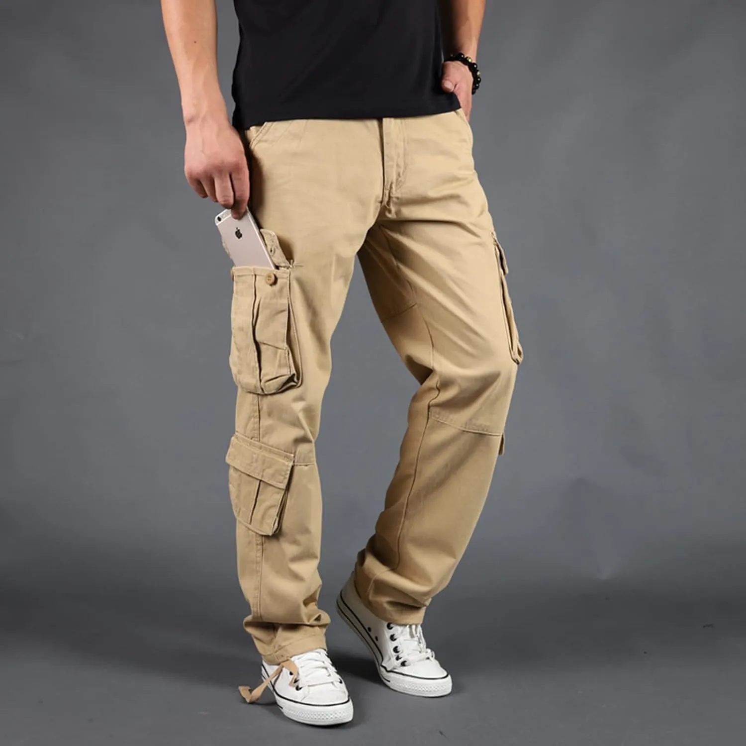 Men's Multi-Pocket Cargo Pants Outdoor Combat Tactical Trousers Casual Hiking Jogger Sweatpants