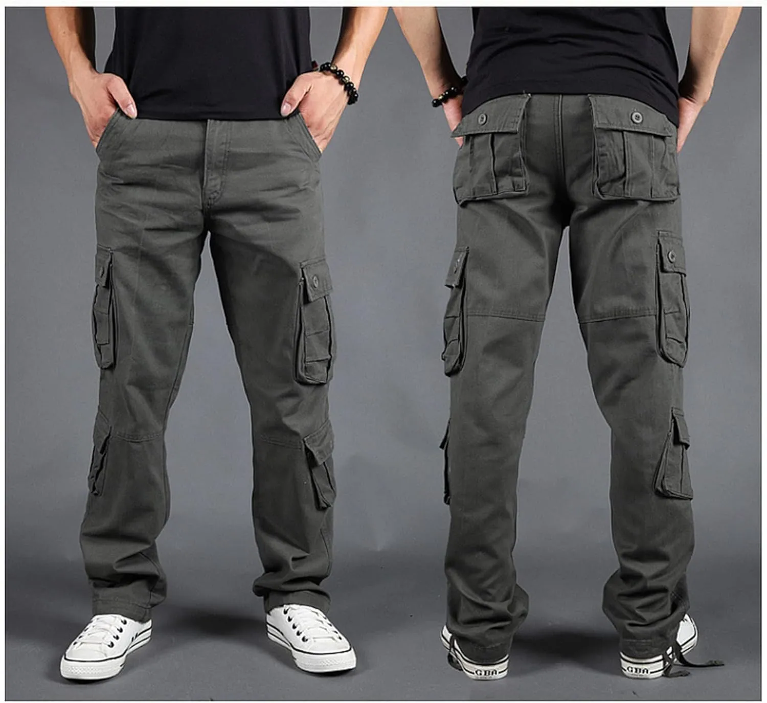 Men's Multi-Pocket Cargo Pants Outdoor Combat Tactical Trousers Casual Hiking Jogger Sweatpants