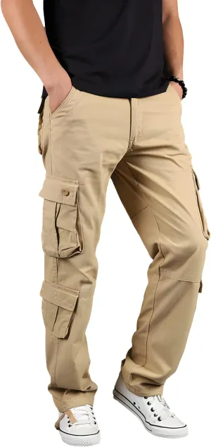 Men's Multi-Pocket Cargo Pants Outdoor Combat Tactical Trousers Casual Hiking Jogger Sweatpants