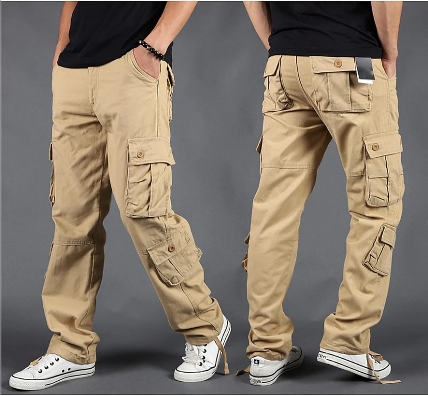 Men's Multi-Pocket Cargo Pants Outdoor Combat Tactical Trousers Casual Hiking Jogger Sweatpants