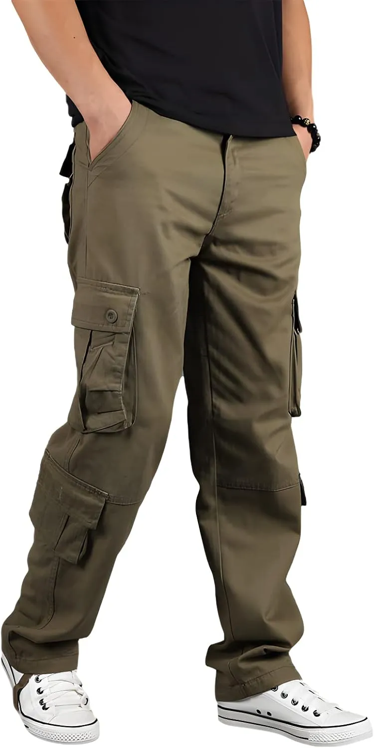 Men's Multi-Pocket Cargo Pants Outdoor Combat Tactical Trousers Casual Hiking Jogger Sweatpants