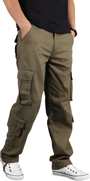 Men's Multi-Pocket Cargo Pants Outdoor Combat Tactical Trousers Casual Hiking Jogger Sweatpants