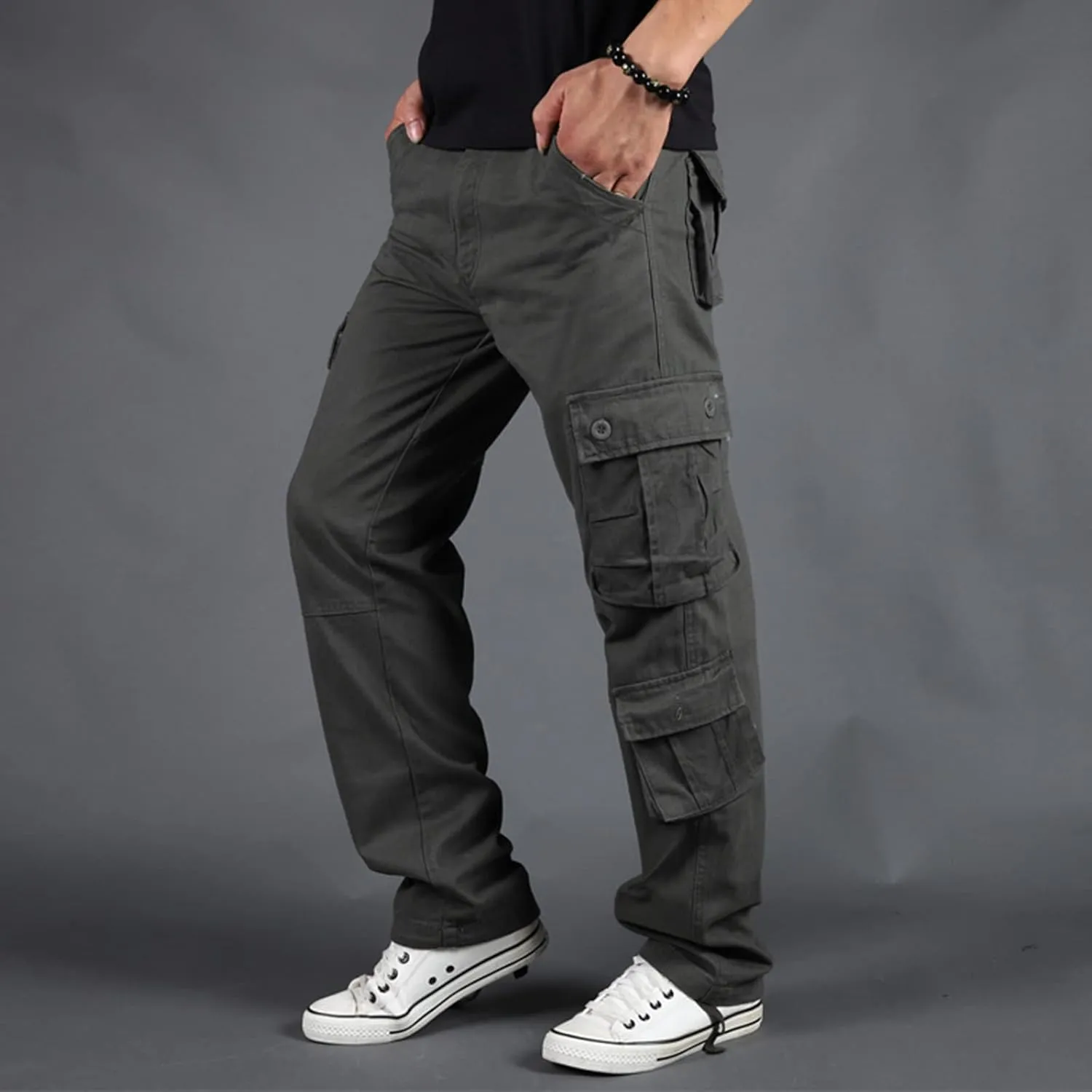 Men's Multi-Pocket Cargo Pants Outdoor Combat Tactical Trousers Casual Hiking Jogger Sweatpants