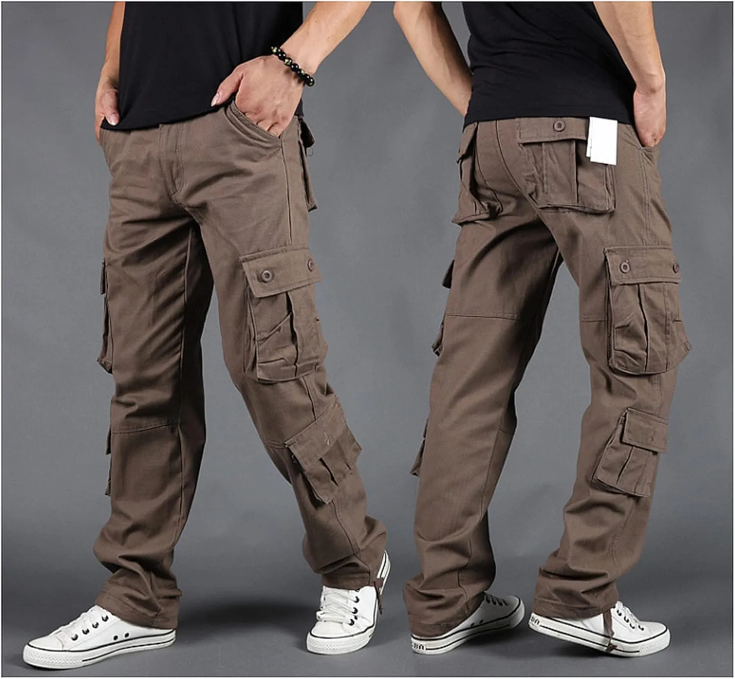 Men's Multi-Pocket Cargo Pants Outdoor Combat Tactical Trousers Casual Hiking Jogger Sweatpants