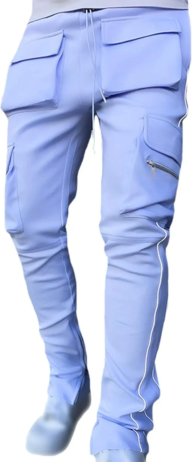 Men's Multi Pocket Cargo Pants Punk Rock Street Harem Pants Reflective Technical Hip Hop Sport Pants