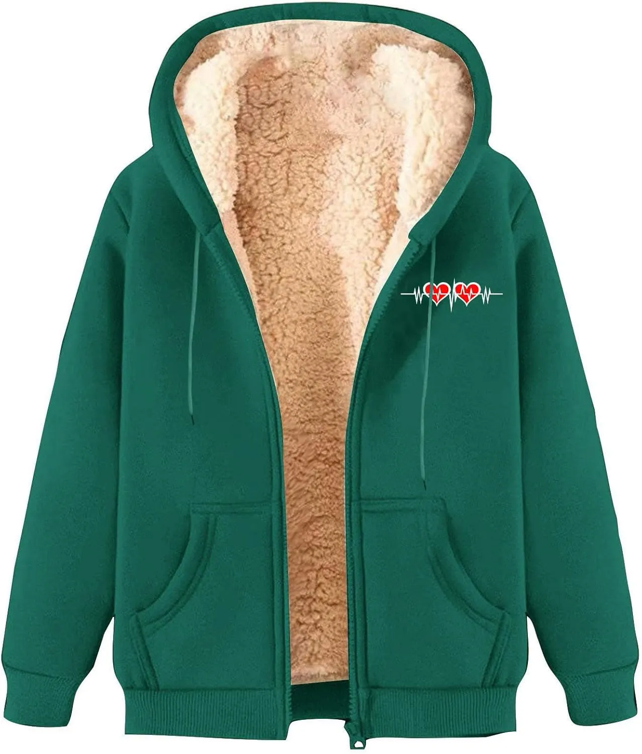Men's New Casual Fashionable Printed Fleece Hooded Sweatshirt Jacket Coat Tops，Long Sleeve Zippr Furry Warm Comfy