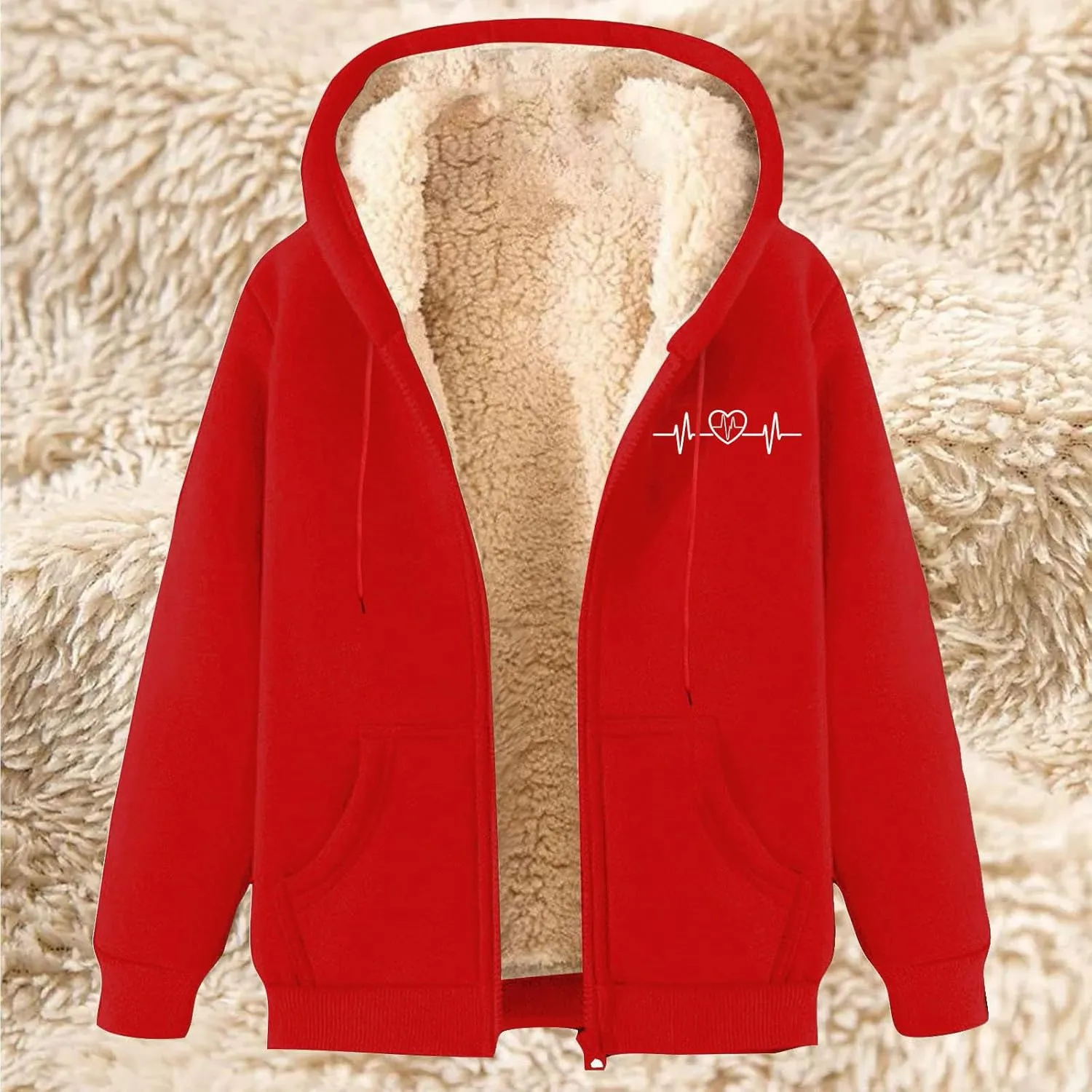 Men's New Casual Fashionable Printed Fleece Hooded Sweatshirt Jacket Coat Tops，Long Sleeve Zippr Furry Warm Comfy
