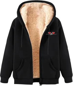 Men's New Casual Fashionable Printed Fleece Hooded Sweatshirt Jacket Coat Tops，Long Sleeve Zippr Furry Warm Comfy