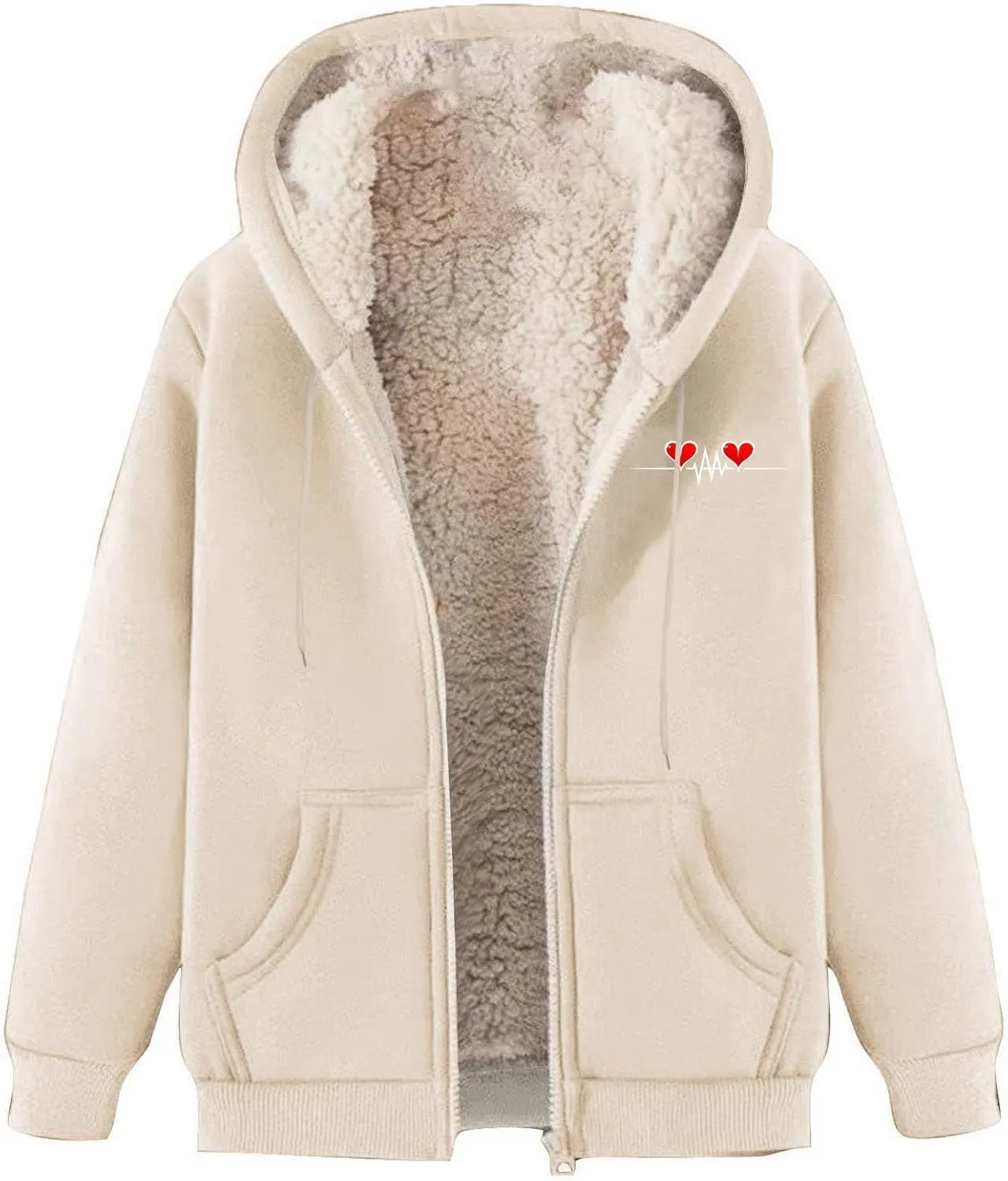 Men's New Casual Fashionable Printed Fleece Hooded Sweatshirt Jacket Coat Tops，Long Sleeve Zippr Furry Warm Comfy